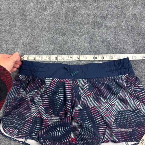 PATAGONIA Womens Nine Trails Running Shorts Navy Blue Geometric Pattern - Medium - Picture 5 of 9